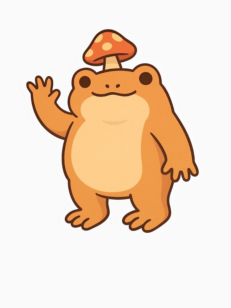 Mushroom Frog – Cute Waving Cottagecore Sticker by SaajiOfficial