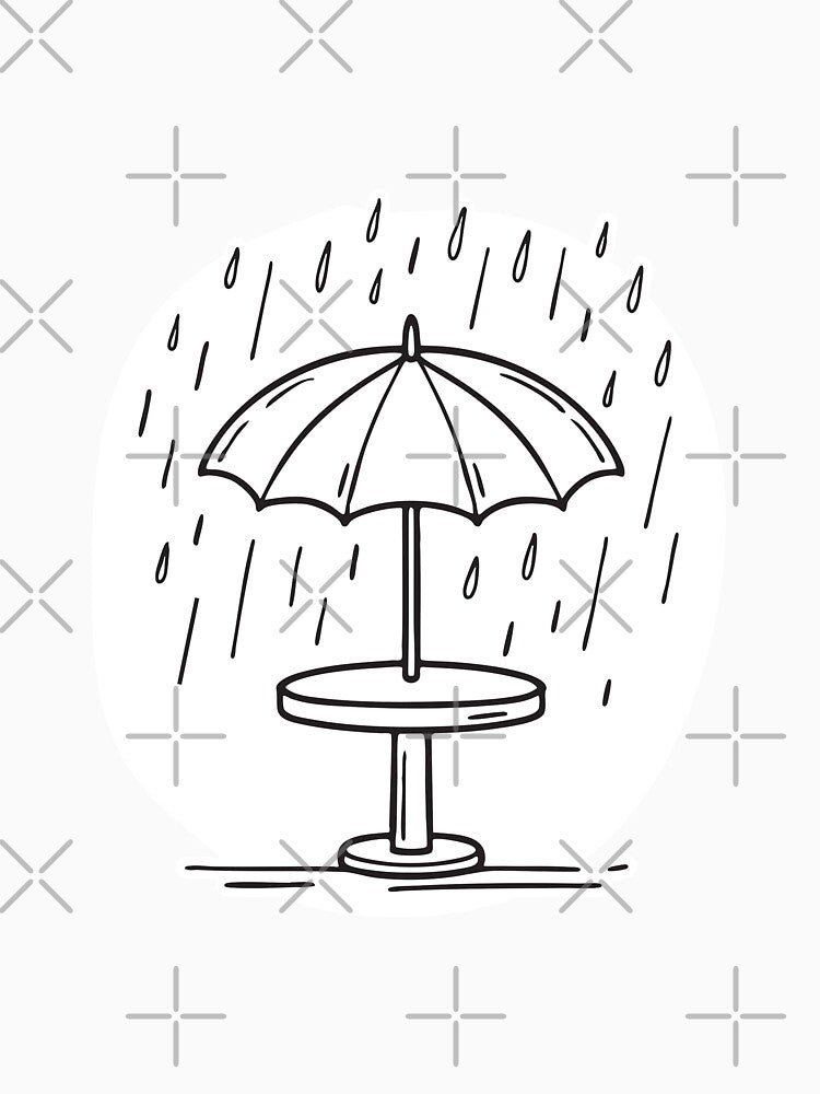 Umbrella Table Under Heavy Rainfall by rasagamastore