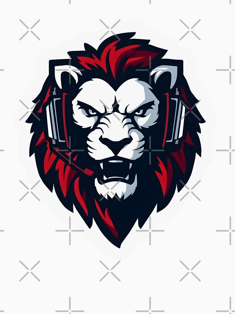 Gaming Lion Sticker with Headset by Kavya Art