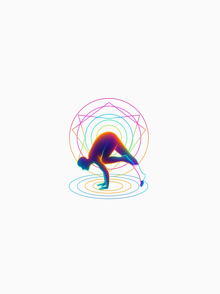 Neon Energy Crow Pose by Fitnessandyoga
