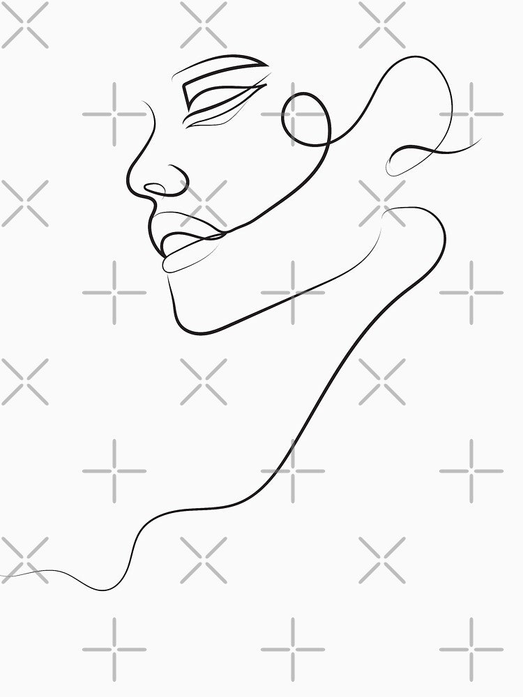 Simple Minimalist One Line Female Face by Valeria-Art