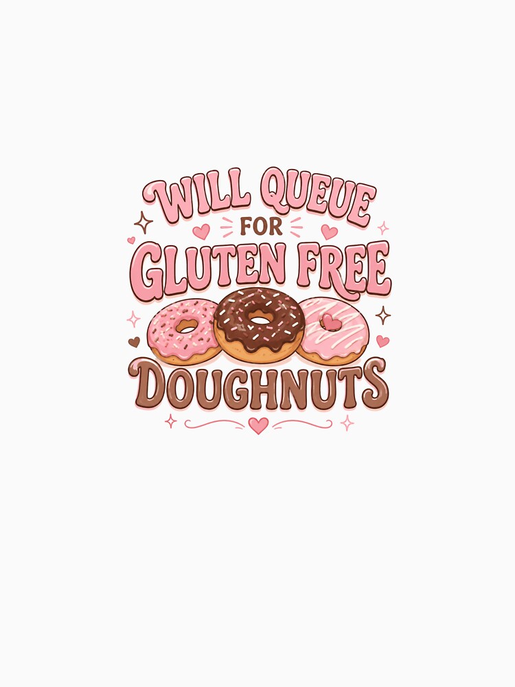 Will Queue For Gluten Free Doughnuts – Funny Coeliac Foodie Design by My Gluten Free Life UK