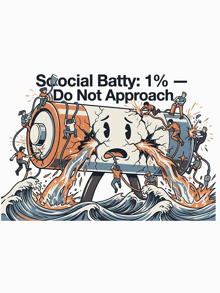 Social Battery 1% Introvert Shirt – Do Not Approach Tee, Social Anxiety Humor, Anti Social Design by Quiet Mode Studio