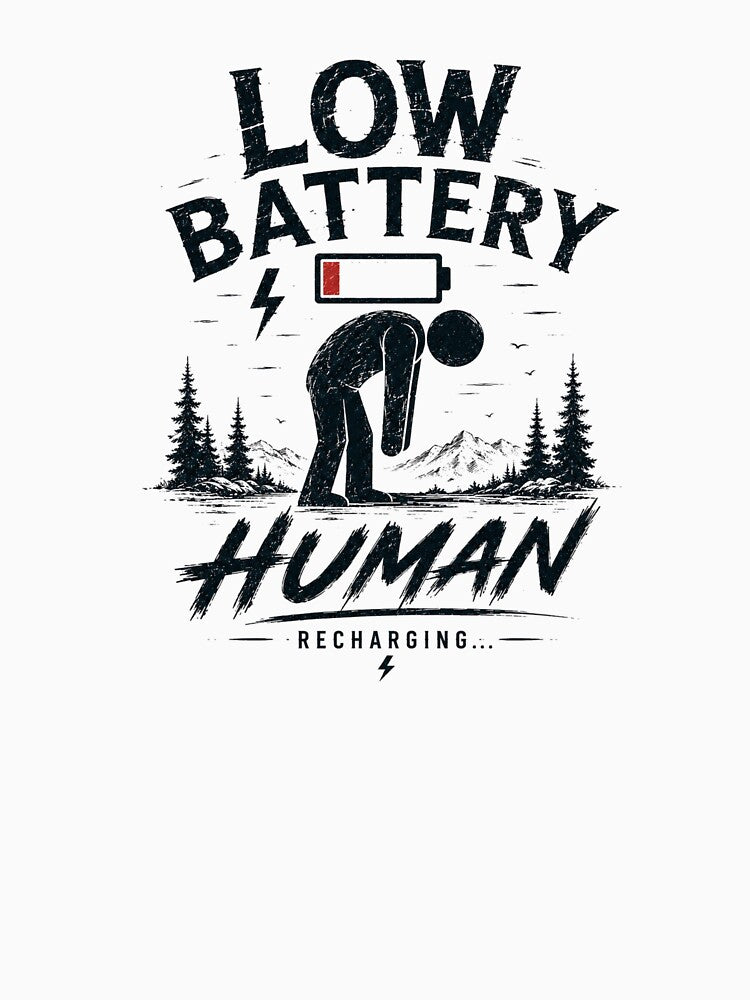 Low Battery Human - Funny Introvert Recharge Design by WakeUpByLuki