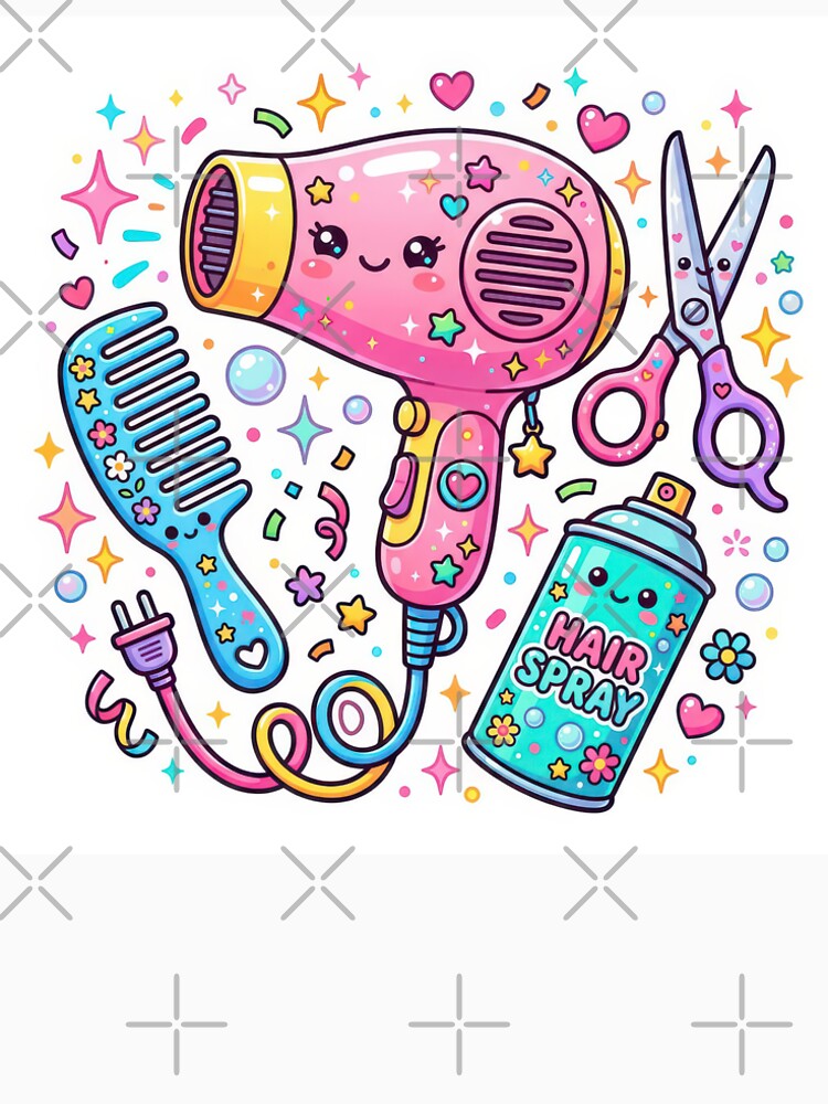 Hair Stylist Tools in Kawaii Art Style by Maria Dryfhout