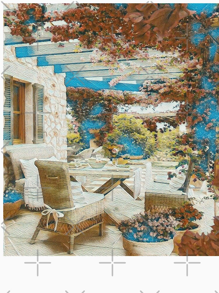 GALATHI Outside Patio surrounded by flowers Brown - Flowers by Galathi Designs