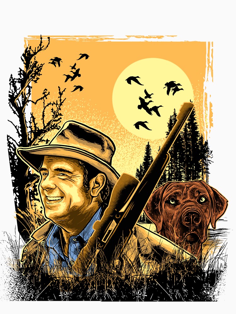 Vintage Duck Hunter with Hunting Dog - Outdoor Wildlife Illustration by PCGraphicStudio