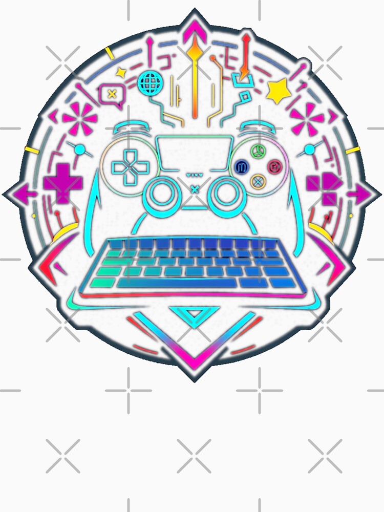 Vibrant Gaming Controller and Keyboard Icon with Neon Elements by Cloud-Riders