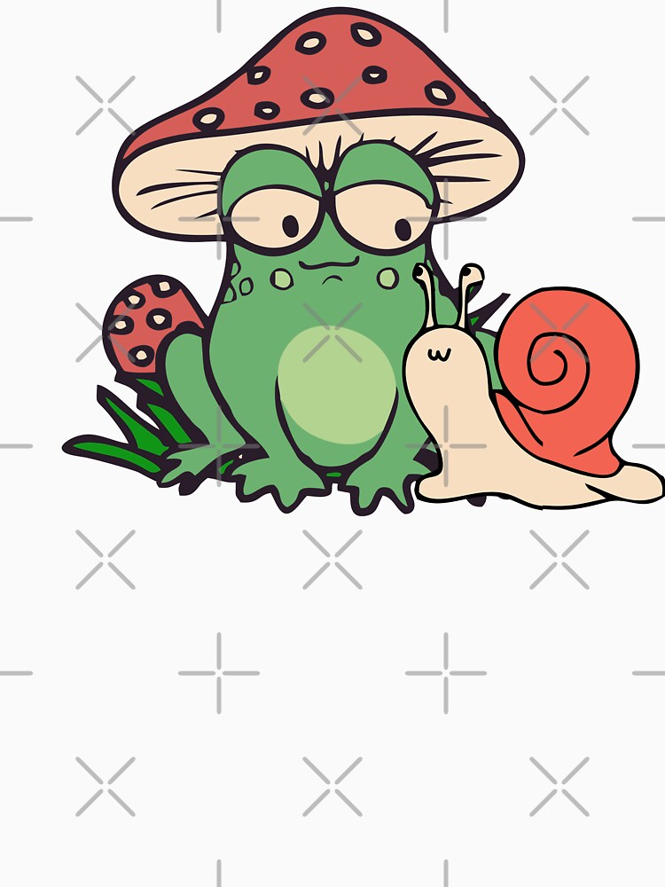 Cottagecore Aesthetic Frog Snail Cute Mushroom Hat Toad Illustration by alenaz