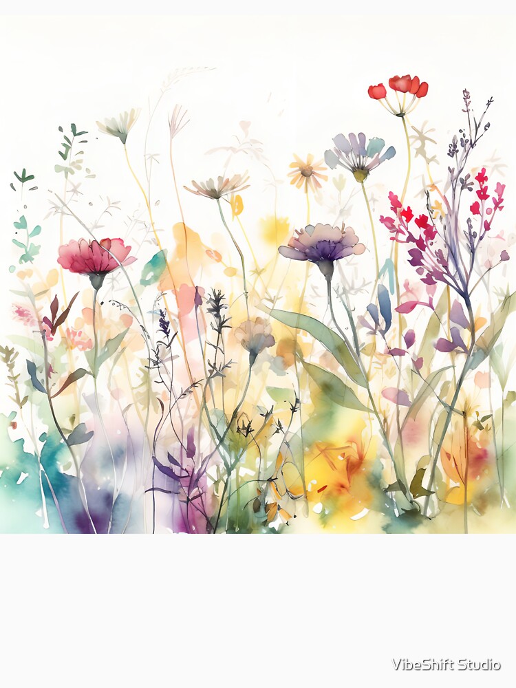 Abstract Watercolor Wildflower Garden Art Print by VibeShift Studio