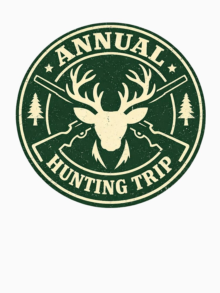 Annual Hunting Trip Vintage Badge – Deer & Rifle Outdoor Crest Design by EastEndTownie