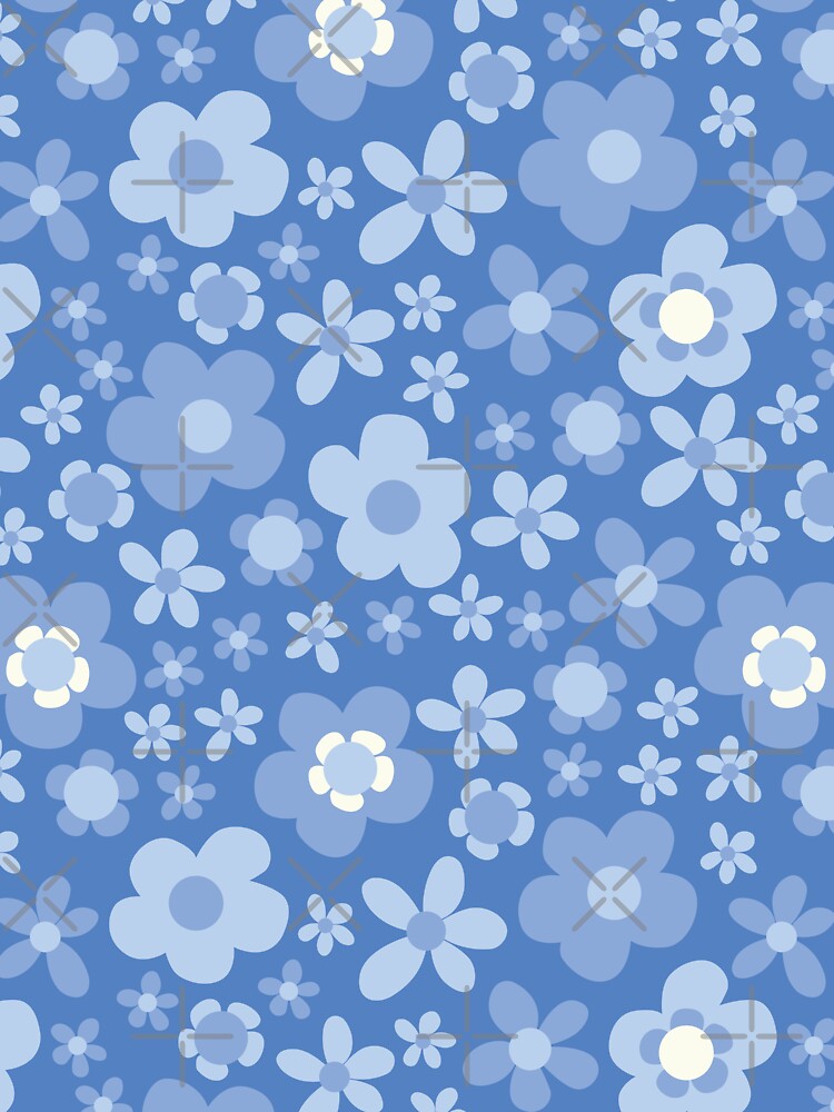 BLUE BOHO RETRO FLOWERS by blomastudios