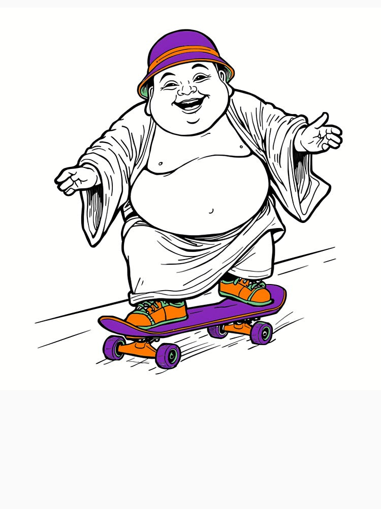 Laughing Buddha Skateboarding by HeartyCurioCo