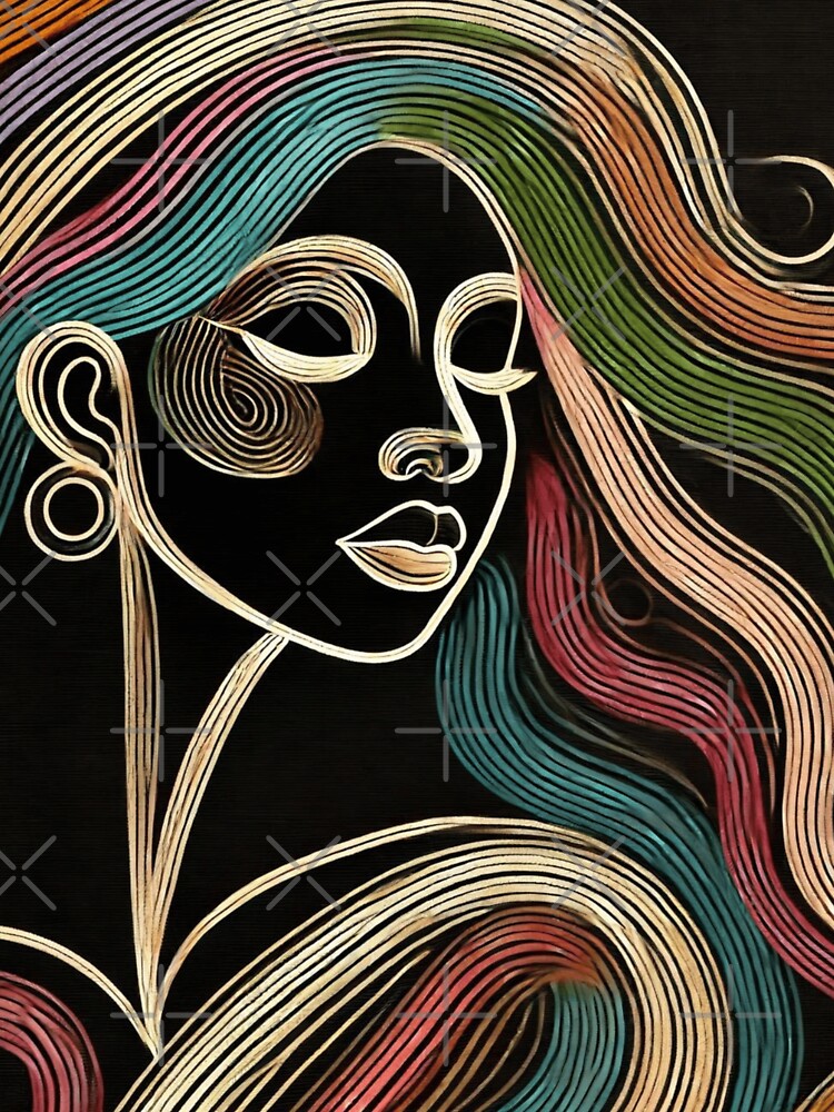 Abstract Woman Line Art with Flowing Colors by Templateloom