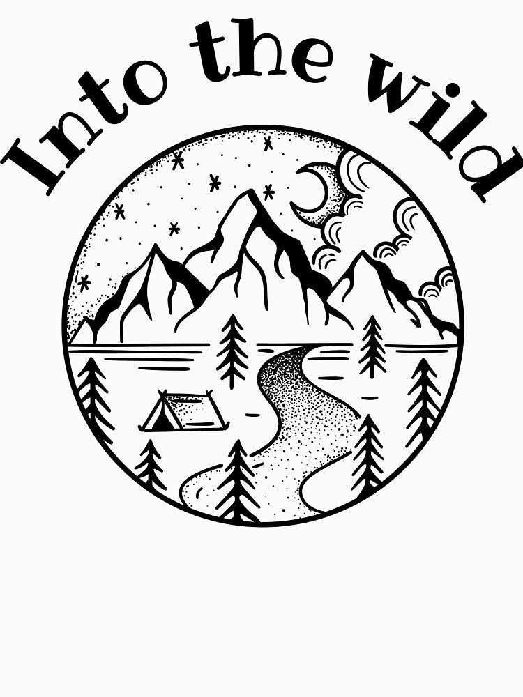 Into the Wild – Mountain Adventure with Nature Slogan by Tenebris Ink