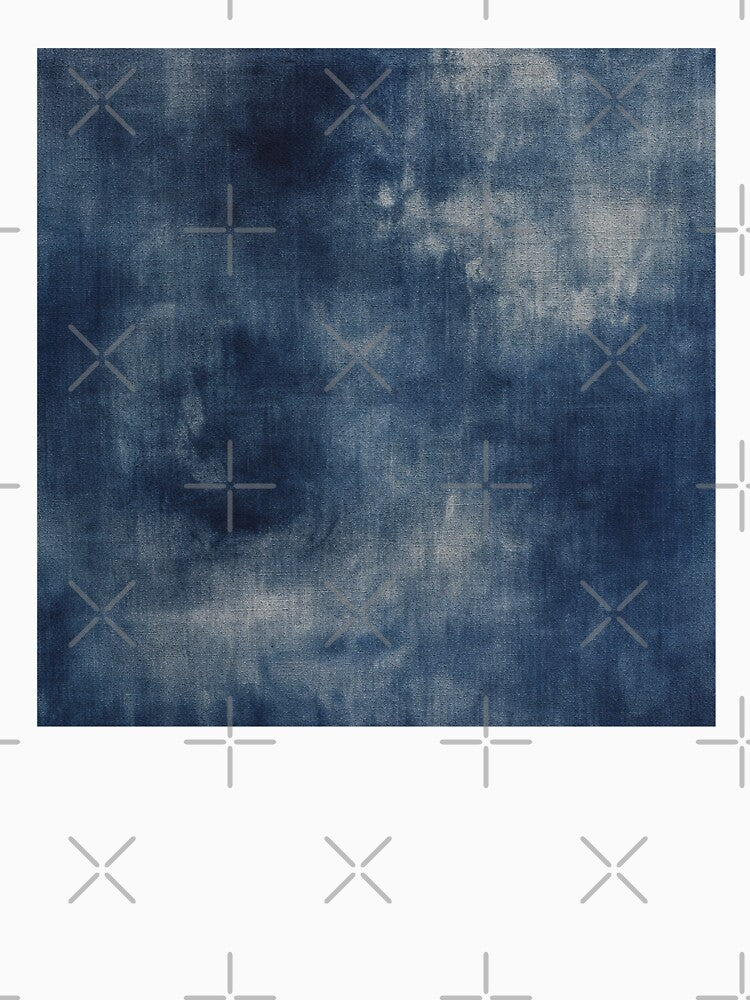 Washed Indigo Cotton Textile Abstract Pattern by frumixart