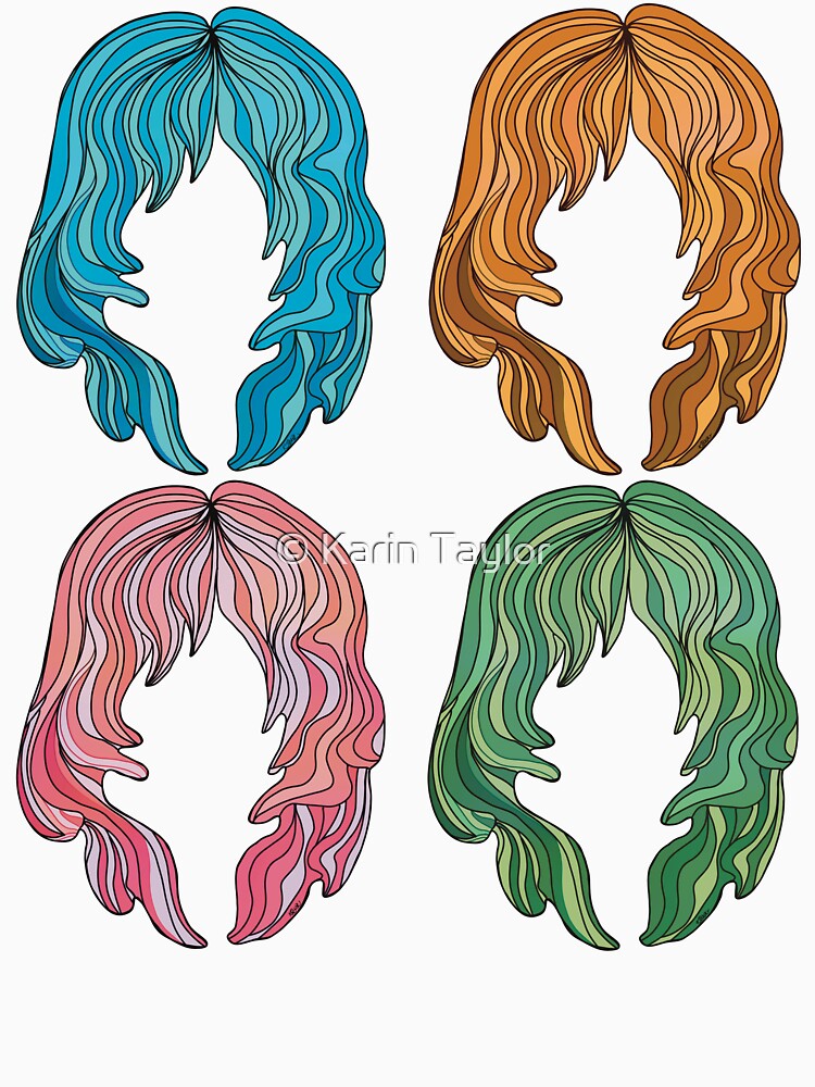 Groovy Retro 70s Shag Hair Silhouettes by Karin Taylor