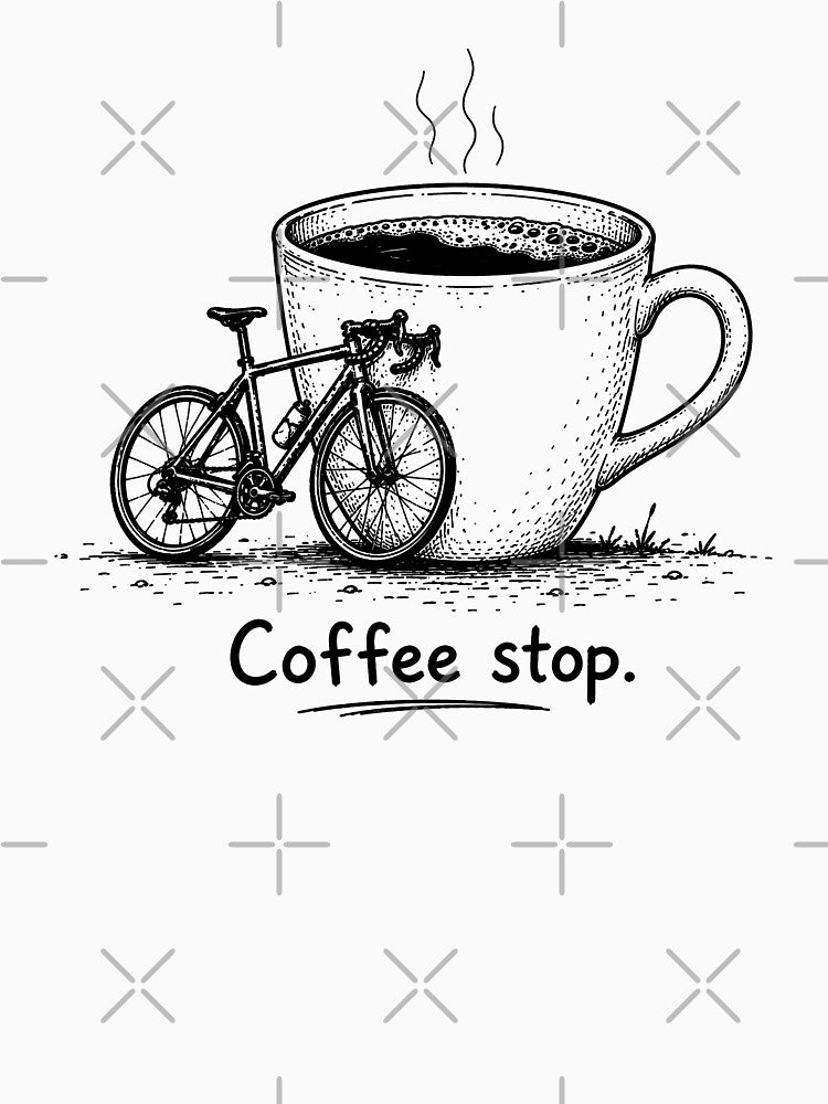 Coffee Stop Funny Cycling Coffee Lover Bicycle Ride Design by MonkiFlipp