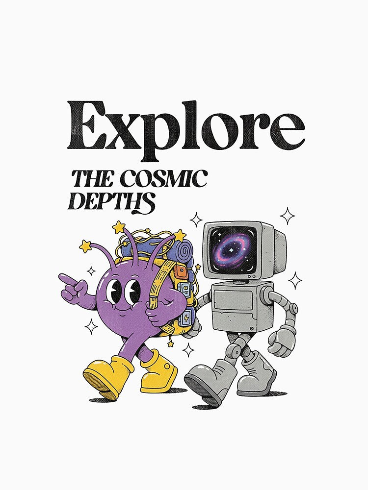 Explore Cosmic Depths Retro Alien Robot Sci-Fi Art by HoopeStylee
