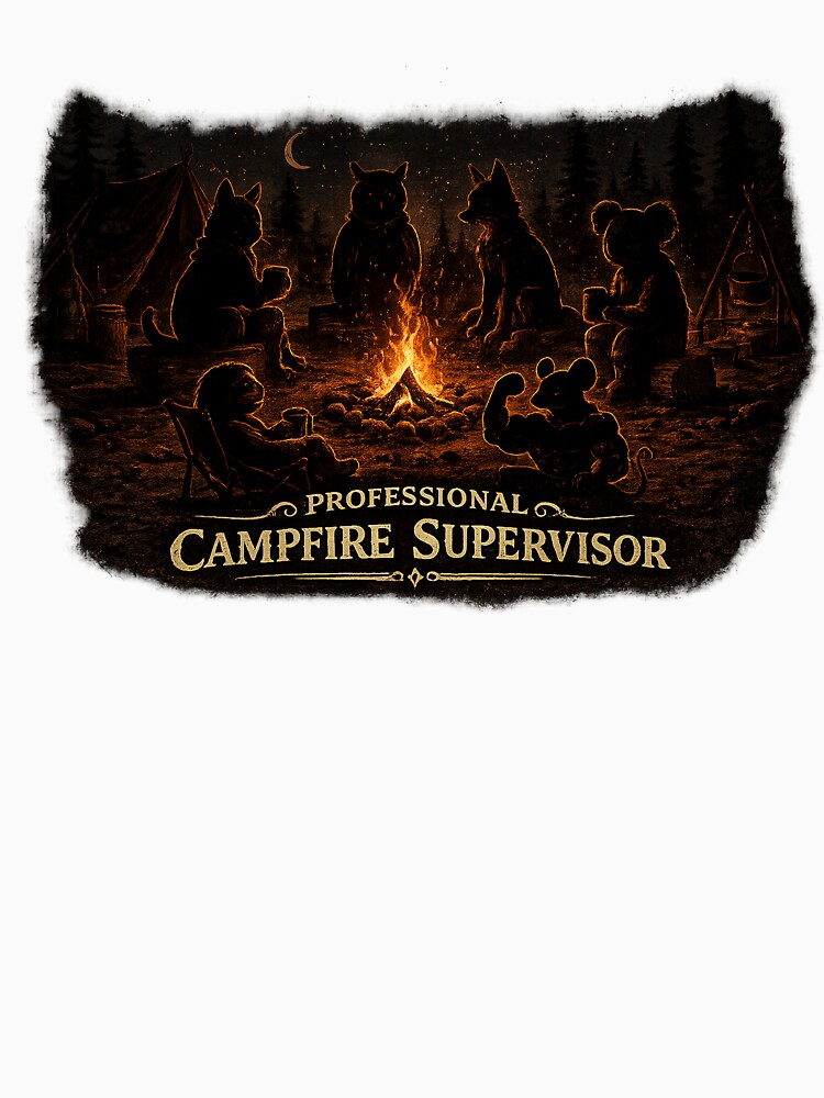 Professional Campfire Supervisor Retro Camping Humor by Claws & Chaos