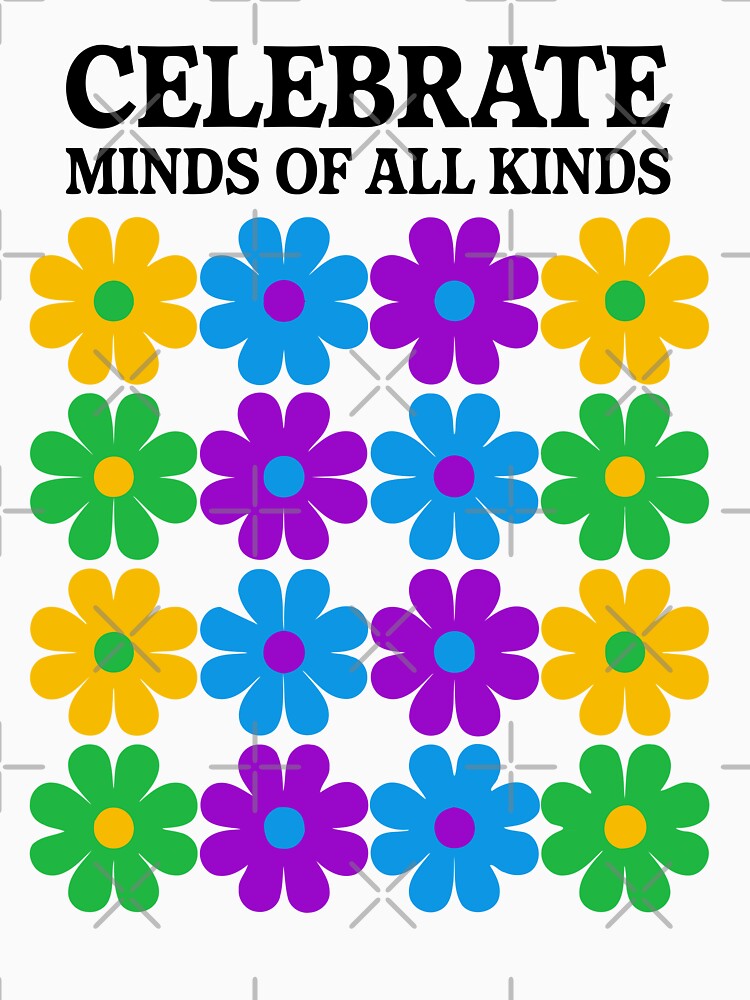 Celebrate Minds of All Kinds – Retro Floral Positivity - Mental Health Awareness - Non stimulating color palette by pixelated_echoes