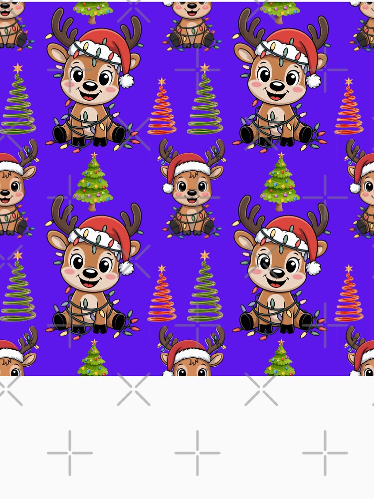 Festive Reindeer Holiday Lights Seamless Pattern by Grang Art Artistic Designs