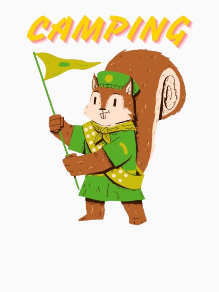 Fun Squirrel Scout Camping Design with Flag by MSHobbies