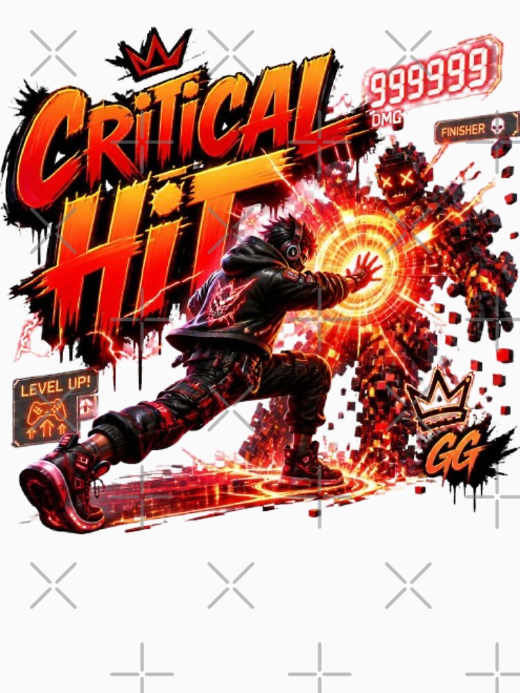 CRITICAL HIT Gaming Sticker | Neon Esports Graffiti Gamer Design by Stylestickers55