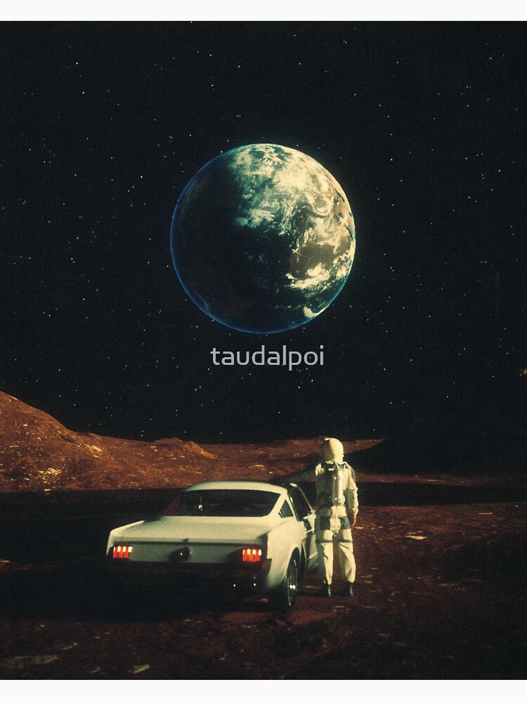 Far From Home - Retro-Futuristic Marsian Astronaut Vintage Car Design Art by Taudalpoi