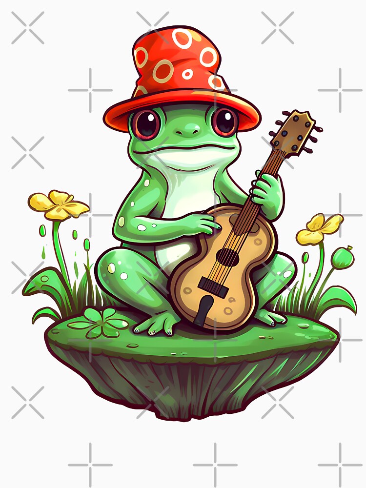 Cottagecore Aesthetic Frog Playing Guitar Banjo Graphic by sanadkarmakar