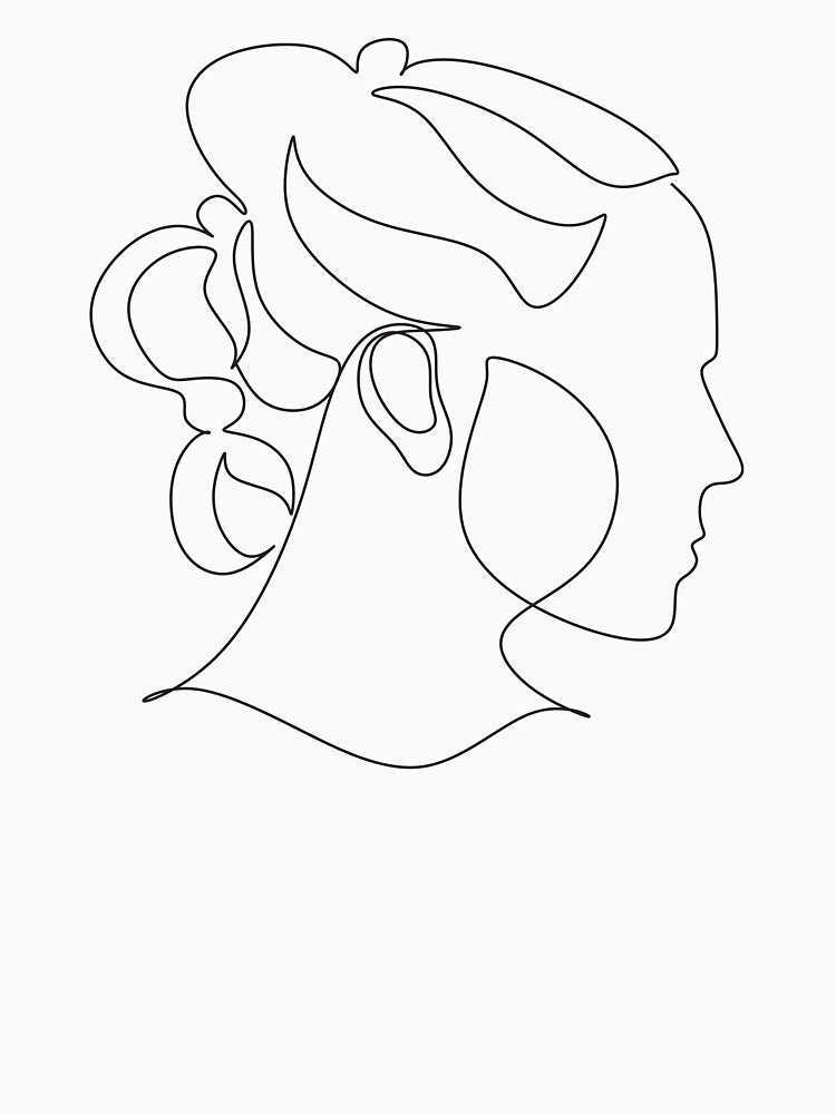 Continuous Line Drawing Woman Portrait | Simple Classic Silhouette by ZentroShop
