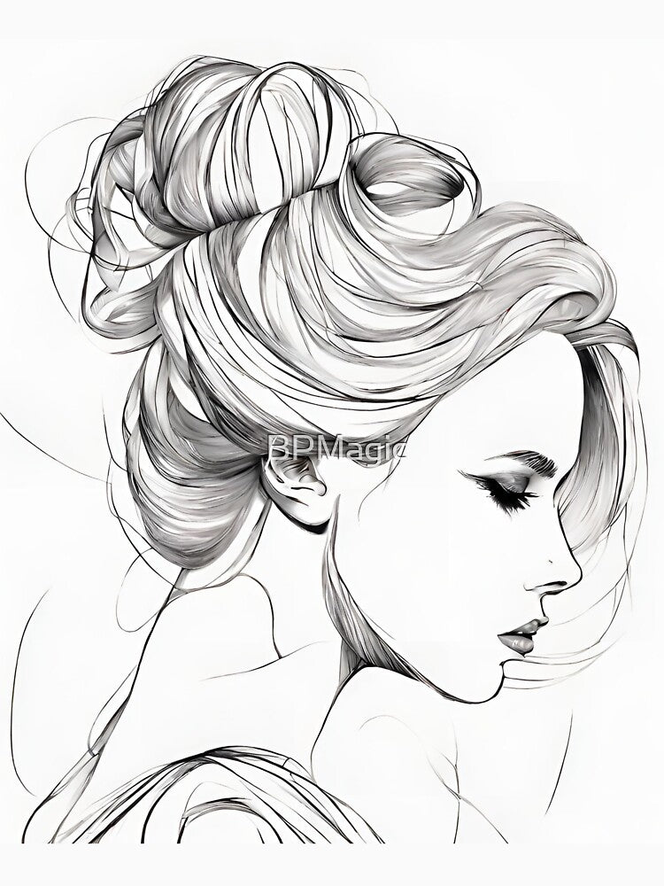 Monochrome Mastery: Abstract Portrait Line Art in Black & White - Naomi by BPMagic