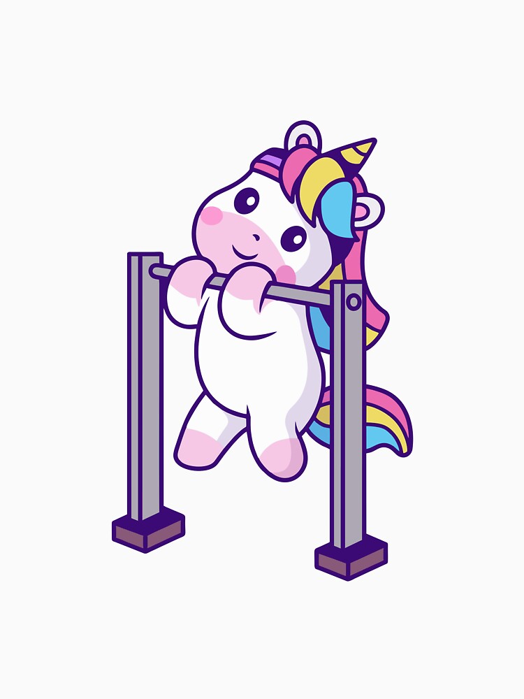 Cute Fitness Unicorn Doing Pull Ups Workout by Jerbilsmouse