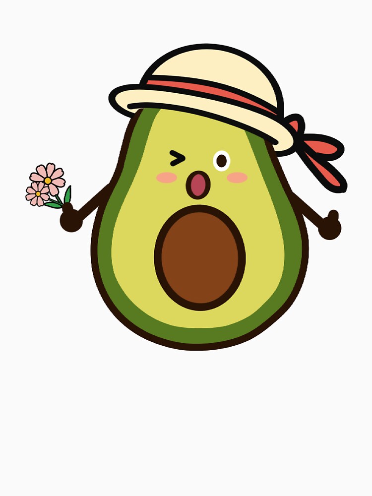 Cute Avocado Holding Flowers | Kawaii Gardening Avocado Cartoon by SunCraftStudio