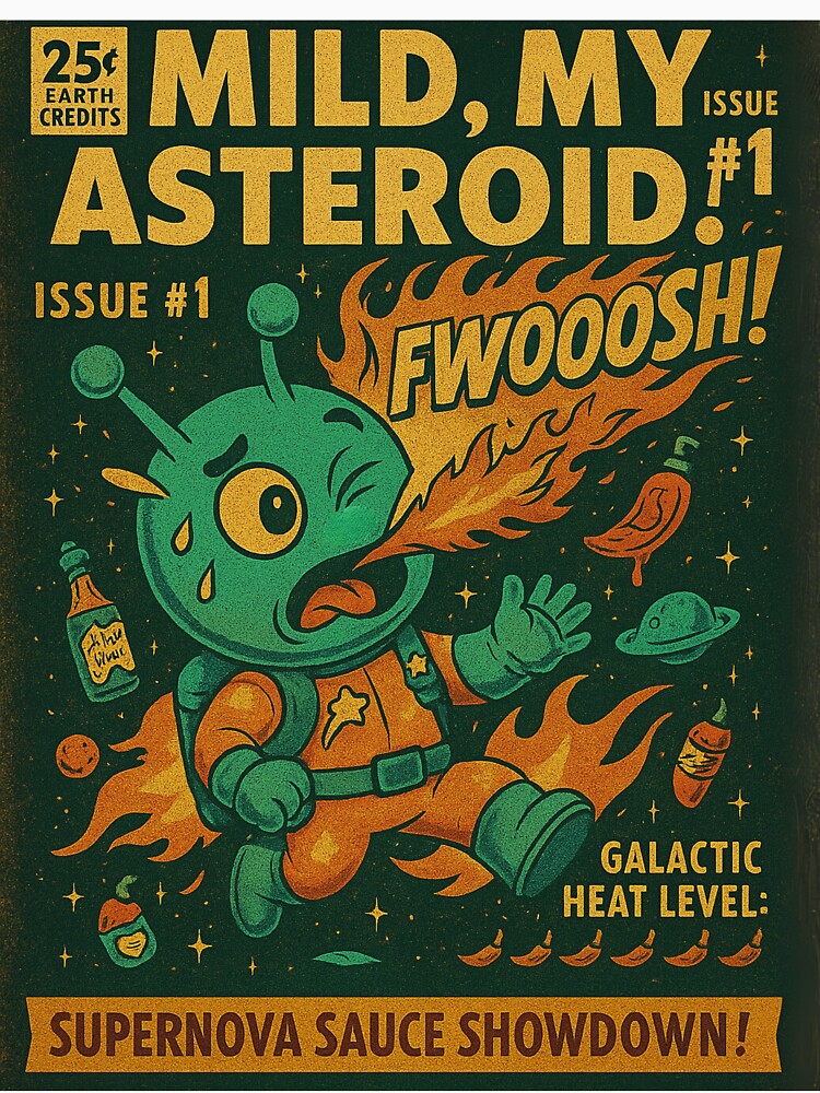 Mild, My Asteroid! – Spicy Space Comic Poster – Nommy’s Supernova Sauce Showdown by Astronomnom