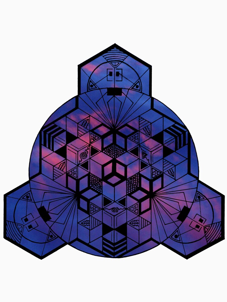 Dark Red Blue Sky 180° Cube Mandala by createVisions