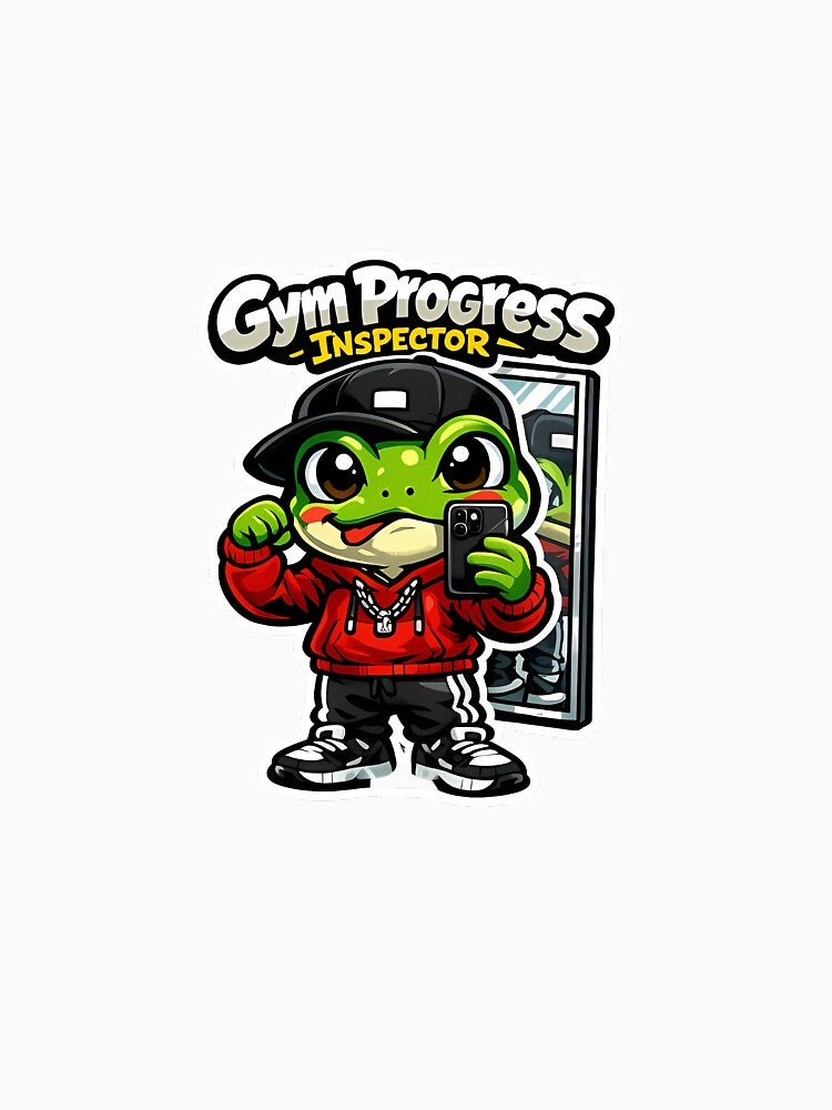 Gym Progress Inspector Frog – Funny Gym Mirror Selfie Design by Aesthicer