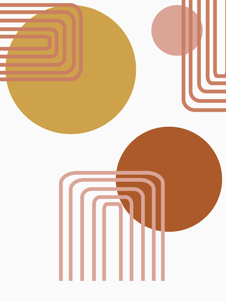 Mid Century Modern Shapes and Lines in Desert Terracotta and Mustard Yellow by JuneJournal