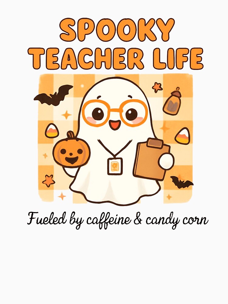 Spooky Teacher Life Cute Ghost Halloween Design by RuweisVibes
