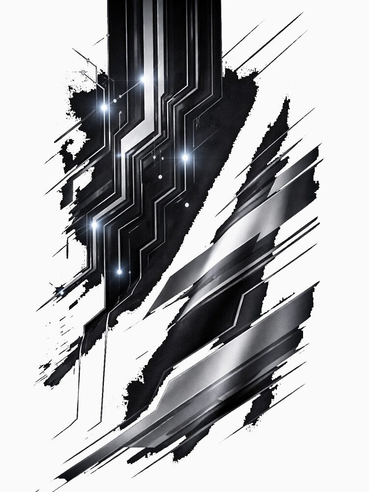 Futuristic Circuit Lines T-Shirt | Dark Tech Cyber Hoodie Art by KDesignCrafts