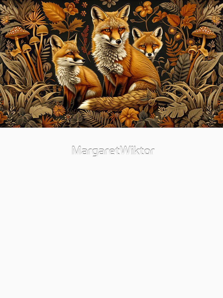 Cottagecore Fox Family in Enchanted Mushroom Forest by MargaretWiktor