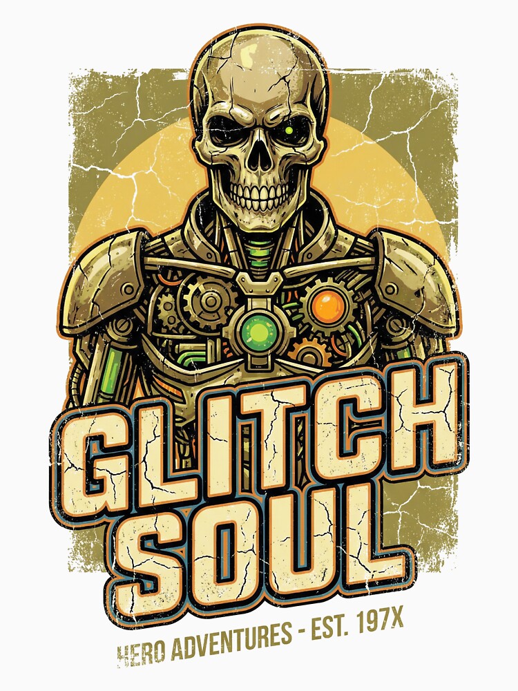 Glitch Soul – Retro Cyberpunk Skeleton Hero Art by Thaivi Design