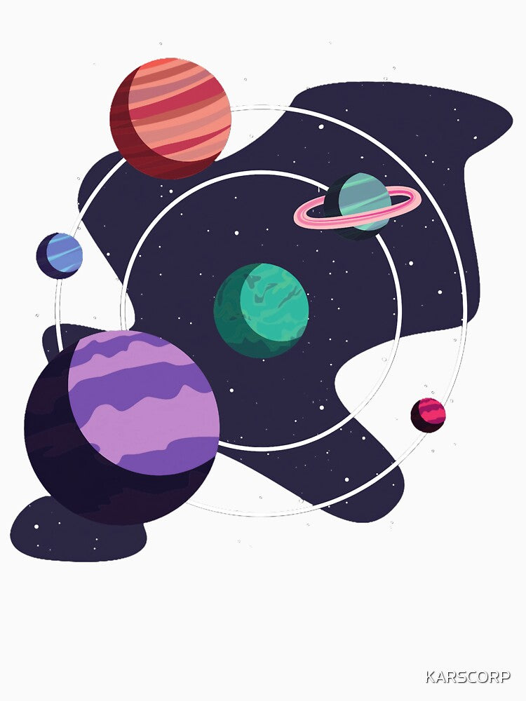 Planets In Space Graphic Printed T-Shirt by KARSCORP