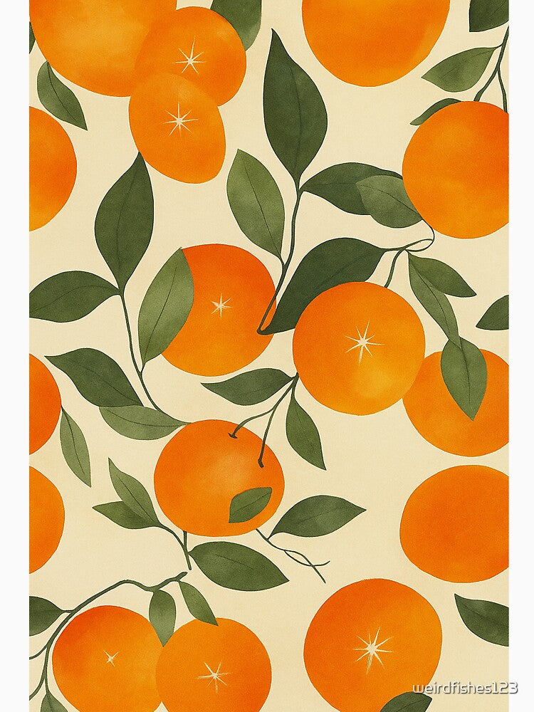 Retro Orange Citrus Fruit Pattern Print by weirdfishes123