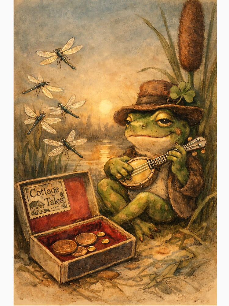The Banjo-Playing Troubadour - Cottagecore Frog by bapupa