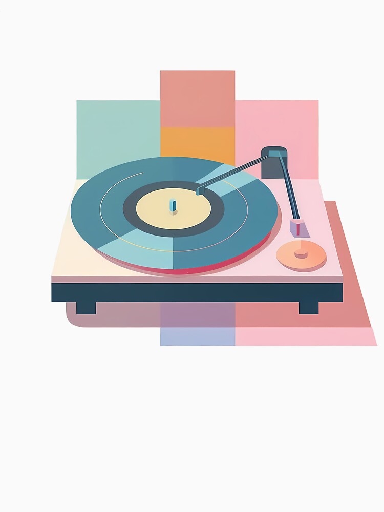 Dj Turntable in Bauhaus Style Art Pastel Colors by OzzFrequency