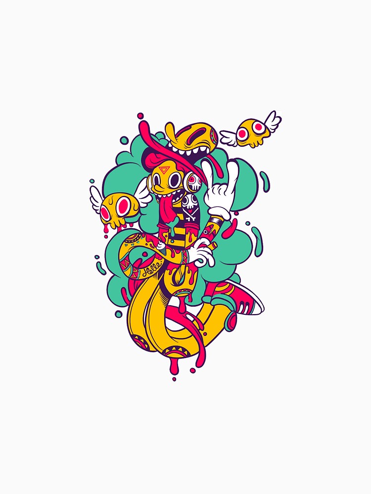 yellow, pink, teal, and white illustration, Illustrator Graphic design Illustration, American Graffi.png by HARPREET-24
