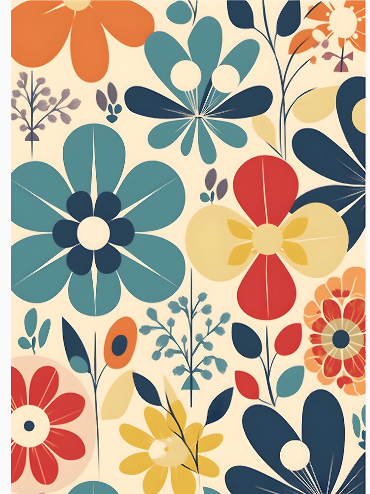 Retro Floral | Minimalist | 60's Flowers | Mother's Day by StickeryPickery