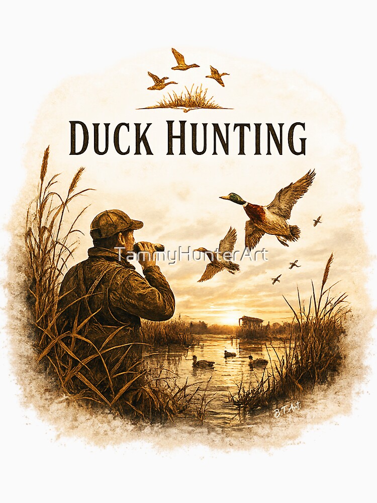 Duck Hunting Vintage Sketch PNG | Waterfowl Hunter Marsh Art by TammyHunterArt