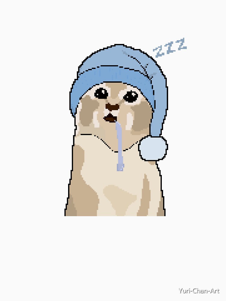 Pixel sleepy drooling Cat by Yuri-Chan-Art